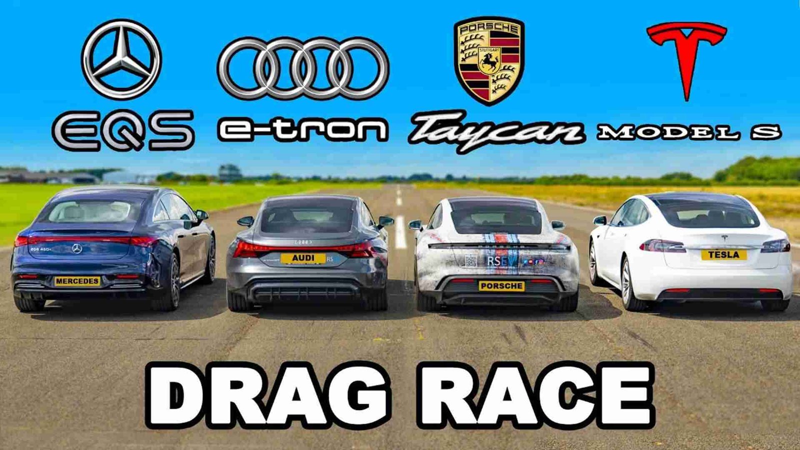 Single-Motor Mercedes EQS Drag Raced Against Dual-Motor Rivals