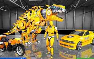 Yellow Police Dino Robot Car: Multi Car Robot Bike Transformation Game 2021 – Android Gameplay