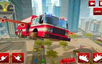 Flying Futuristic American Fire Truck Stunt Driving in City Simulator – Android Gameplay.