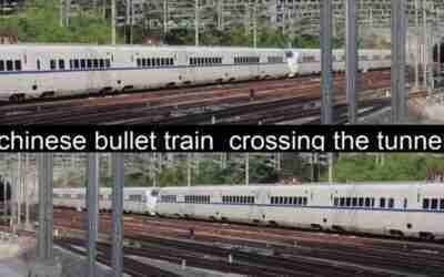 chinese bullet train  crossing the tunnels