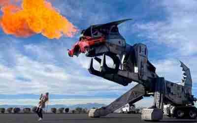 $2 Million Fire Breathing Robot Eats Cars!