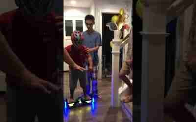 Maddux riding hoverboard! (Scary to watch!)