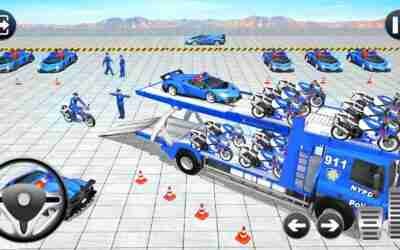 From Home to Police Station Driving – Police Car Transporter Games Airplane Games