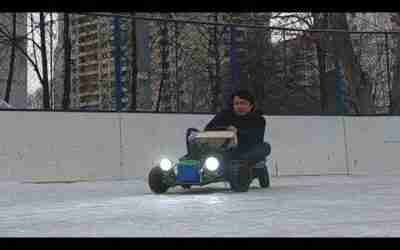 Hoverboard motor electirc Go-kart drifting. HoverKhana on ice!