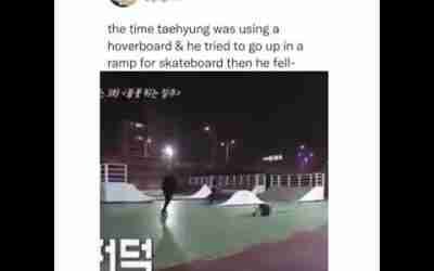 taehyung using a hoverboard