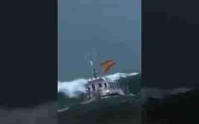 Ship Riding Rogue Waves #Shorts