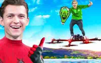 I surprised TOM HOLLAND with my REAL life FLYING HOVERBOARD from Spider-Man!