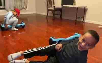Jax and Jayden with the hoverboards