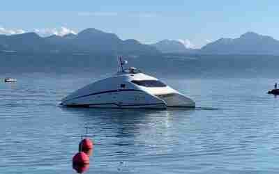 Futuristic Catamaran Evian One in Lausanne