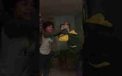 My cousins fighting on hoverboards