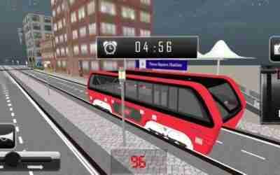 Drive futuristic city bus in public transport driving game in New York City