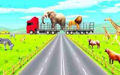 Farm Animals Transporter Truck Simulator: Lion, Elephant, Giraffe | Simulator Car