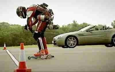 Aston Martin V8 Vantage Vs Jet Powered Rollerskates | Top Gear