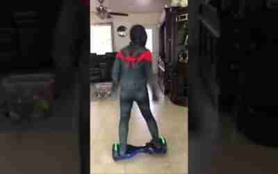 Spiderman driving a hoverboard#shorts #nerfwar #youtubechannel #spiderman #playstation #playstation