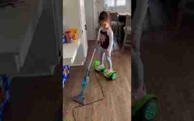 Hoverboard while vacuuming