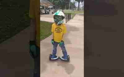 Oliver second time on hoverboard new helmet safety first…