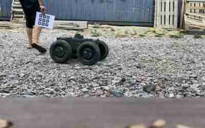 ROS controlled 4 wheel drive hoverboard bldc robot tag following with Realsense D435i