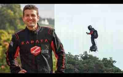 Flying Frenchman crashes into lake after losing control of jetpack hoverboard