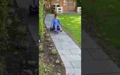My first time on a hoverboard (whilst dog chasing me)