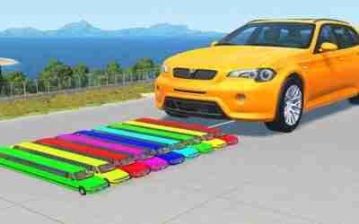 Long Cars, Police Cars, Tractor, School Bus vs Giant Car – Car Crush Test BeamNG.Drive