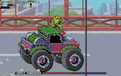 Teenage Mutant Ninja Turtles: Shredder's Revenge Michelangelo hoverboard gameplay