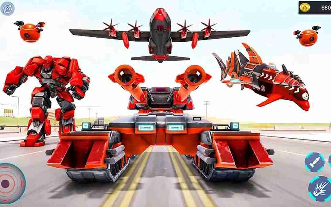 Transformers Dolphin Robot Car Battle Saving City: Red Robot Wars – Android iOS Gameplay