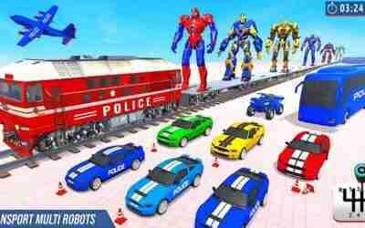 Muscle Car Robot Transport: Police Car Robot Motorcycle Truck Airplane – Android iOS Gameplay