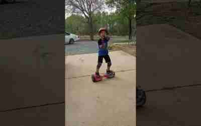 Isaac dancing on his hoverboard
