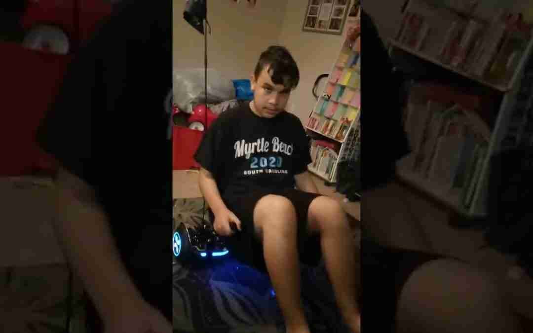 My 15 year old  doing a demo on hoverboard go kart