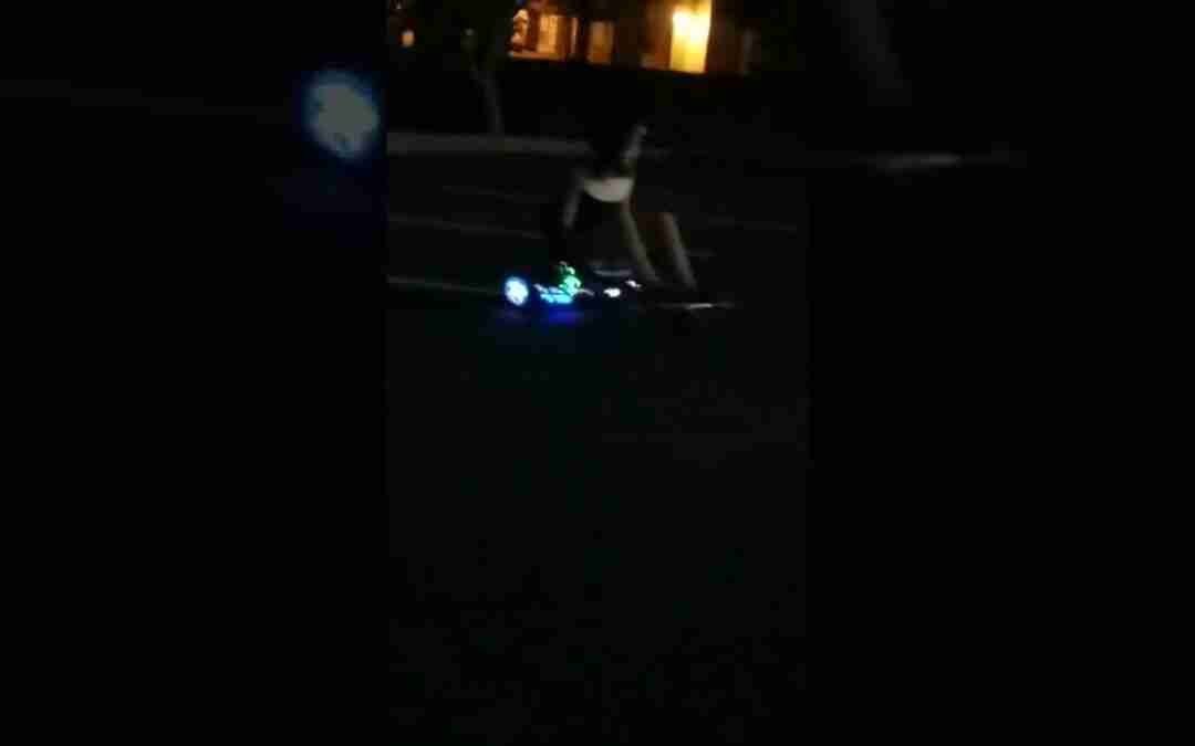 my niece Camilia riding the hoverboard go kart