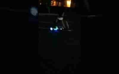my niece Camilia riding the hoverboard go kart