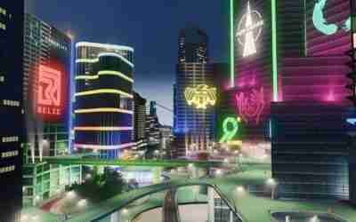 Center Plaza and Night Lights – Cities: Skylines – Asturis 7