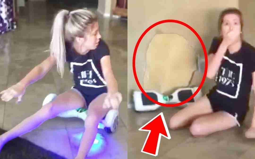 CRASHED HER HOVERBOARD IN THE WALL! | FUNNY FAILS