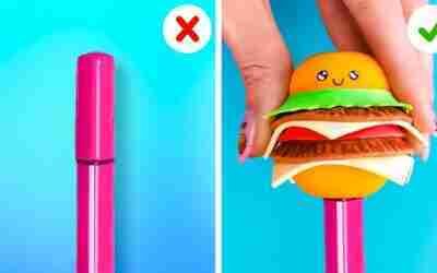 CUTE SCHOOL HACKS AND COLORFUL DIY CRAFTS WITH SCHOOL SUPPLIES