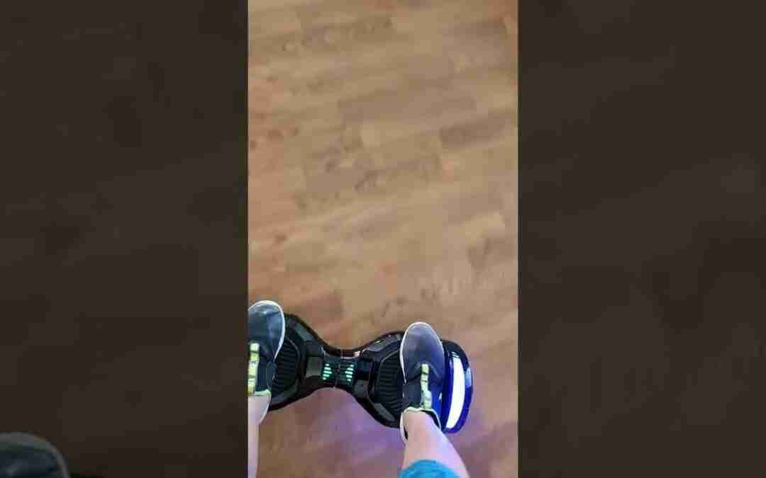 around the rooms on a hoverboard