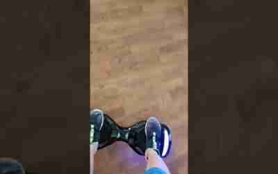 around the rooms on a hoverboard