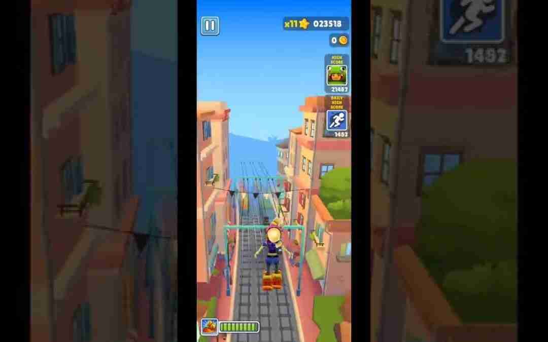 Subway Surfers No Coins no hoverboards/keys/ads, lasted for 3 minutes and 32 seconds.(5)