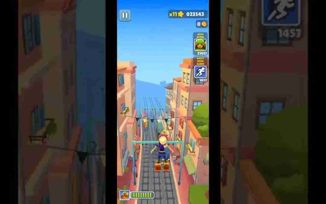Subway Surfers No Coins no hoverboards/keys/ads, lasted for 3 minutes and 32 seconds.(2)