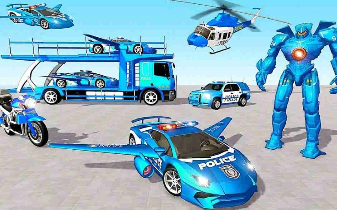 Police Transport Truck Games: Transport Police Heli Car Robot Transformers | Android iOS Gameplay