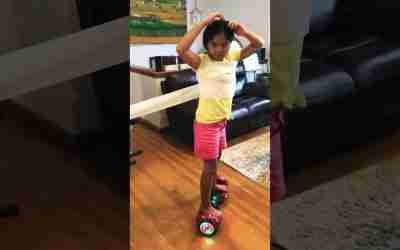 Mummy wrap while riding hoverboard challenge