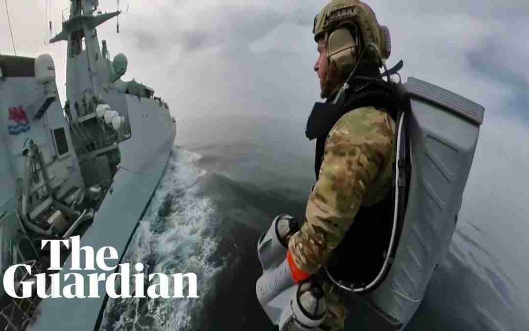 UK Royal Marines test flying jet suit between moving ships
