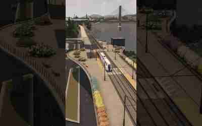 Futuristic Elevated Tram Station in Cities: Skylines