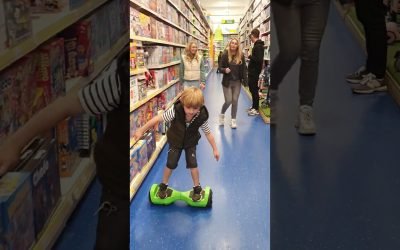 Zack hoverboard in Smyth’s toy shop, getting ideas for his 6th birthday present