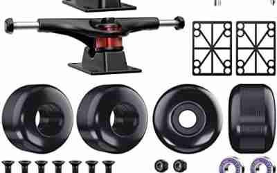 Jizmo Skateboard Trucks, Fits 7.75-8.25″ Deck, Skateboard Wheels 52mm, Skateboard Bearings ABEC-11, Skateboard Pads, Skateboard Hardware Tool Combo Starter Set