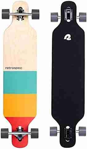 Retrospec Rift Drop-Through Longboard Skateboard Complete, Canadian Maple Wood Cruiser w/Drop-Through Trucks for Commuting, Cruising, Carving & Downhill Riding