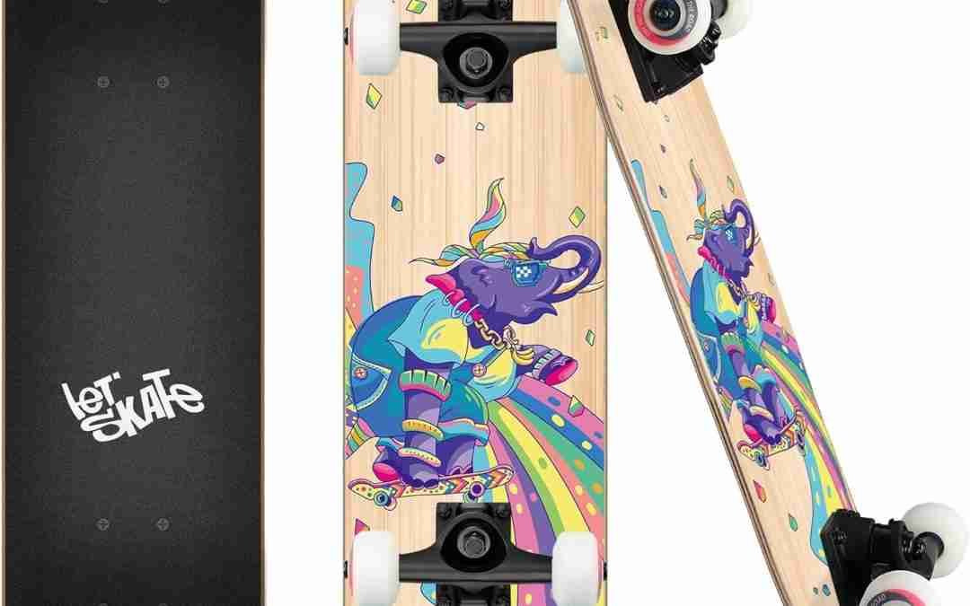 Skateboards for Beginners, 31″x8″ Complete Skateboard for Kids Teens & Adults, 7 Layer Canadian Maple Wood Double Kick Deck Concave Standard and Tricks Skateboard with All-in-1 Skate Tool