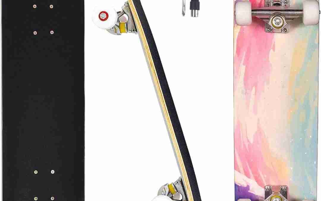 Skateboards for Beginners Adults Youths Teens Kids Girls Boys 31 Inch Pro Complete Skate Boards 7 Layer Canadian Maple Double Kick Concave Longboards