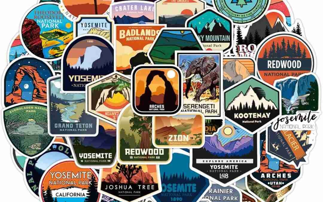National Park Cool Stickers for Water Bottles, 50pcs Waterproof Outdoor Nature Adventure Travel Stickers for Luggage Laptop Bike Car Motorcycle Skateboard Vinyl