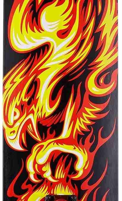 Tony Hawk 31 inch Skateboard, Tony Hawk Signature Series 4, 9-ply Maple Deck Skateboard for Cruising, Carving, Tricks and Downhill, Flame Hawk