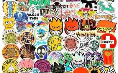 100pcs Skateboard Brand Cool Stickers Pack for Teens, Classic Brand Logo Stickers for Laptop Skate Water Bottles Phone Car Bicycle Luggage Helmet Motorcycle Bumper Waterproof